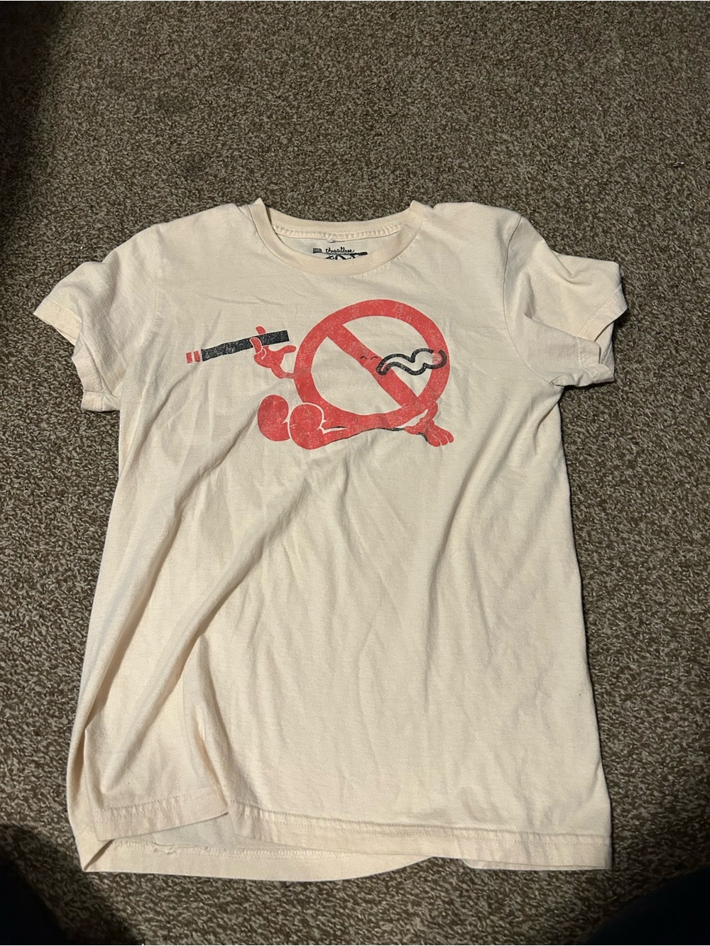Threadless Kids Cream Tee with Red No-Smoking Graphic